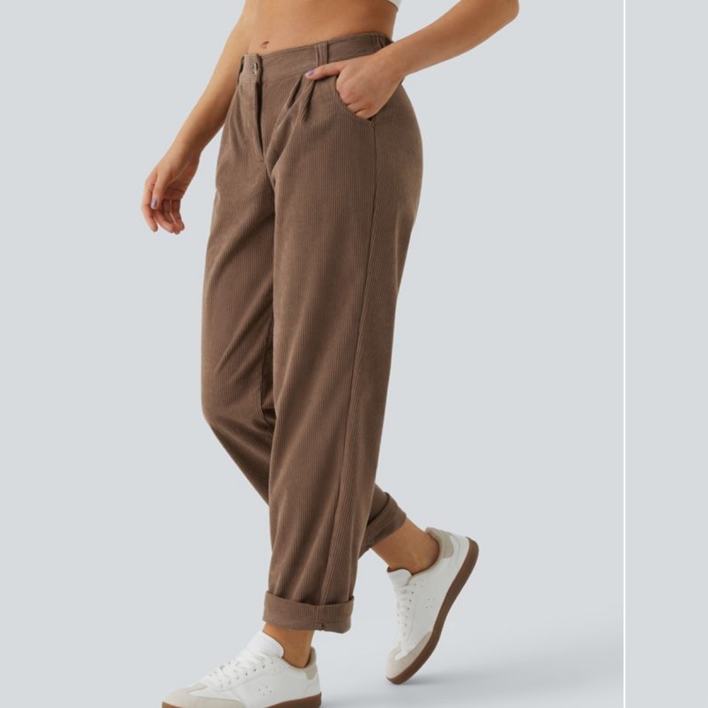 Halara Mid Rise Corduroy Pants in Brown
